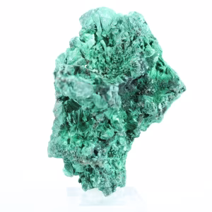 Malachite du Congo à structure fibreuse, spécimen minéral sur socle