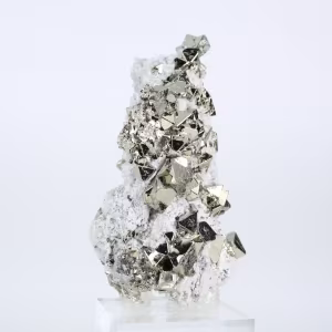Pyrite du Pérou en octaèdres – Minéral de collection sur socle