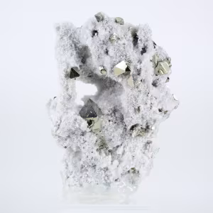 Cristallisation de pyrite octaédrique péruvienne sur socle