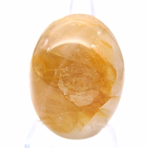 Galet de quartz jaune de Madagascar, spécimen poli
