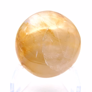 Galet de quartz jaune de Madagascar pour vitrine minéralogique