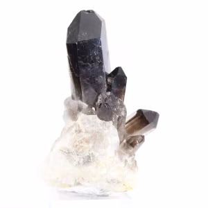 Cristal de quartz noir morion, origine Brésil, livré avec socle