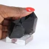 Petit cristal de quartz morion naturel du Brésil sur socle acrylique - 1