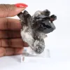 Cristal de quartz morion d'origine brésilienne, présentoir acrylique - 1
