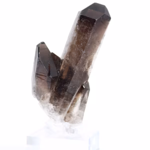Quartz morion du Brésil petit format, fine pointe avec socle