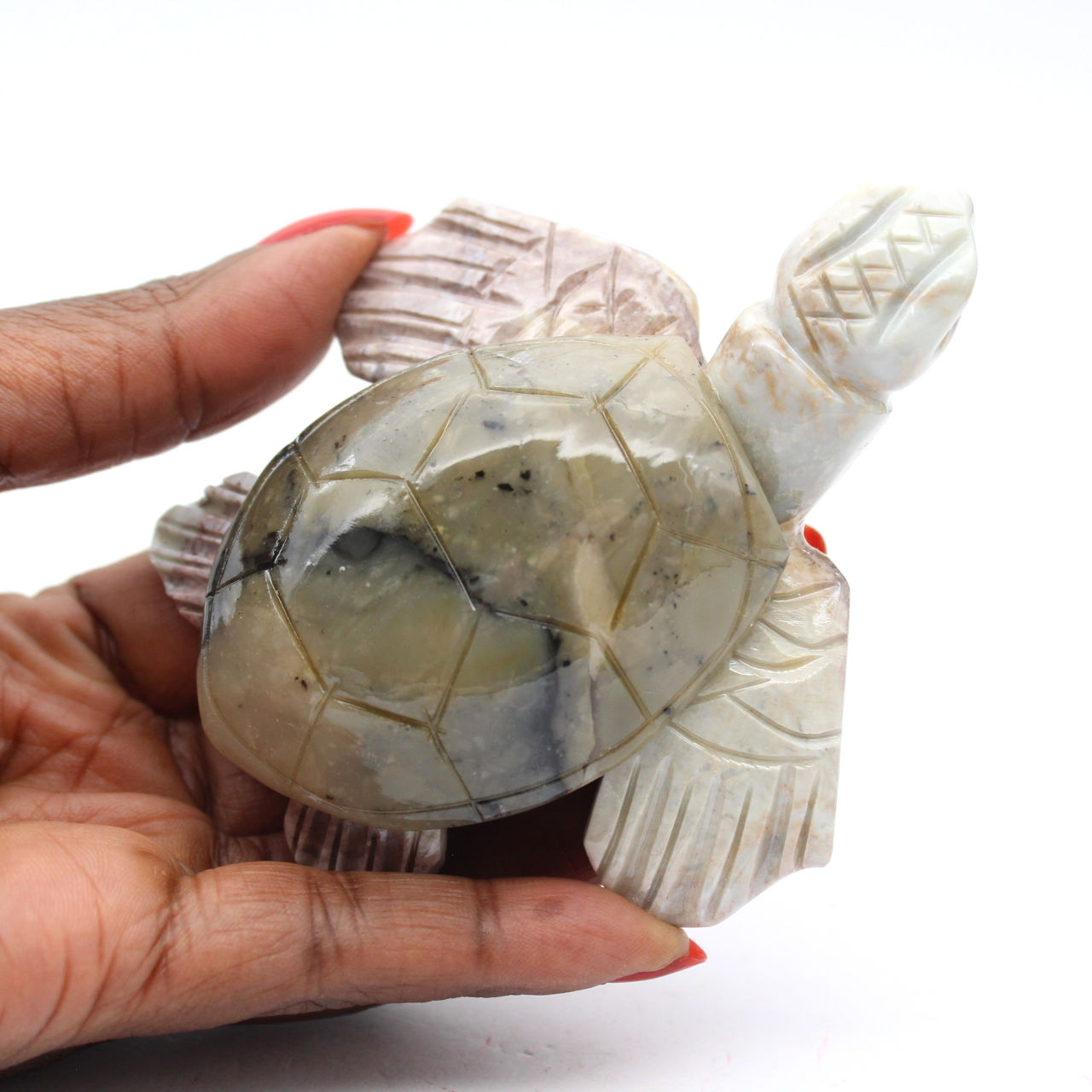 Tortue sculptée en stéatite naturelle de Bolivie