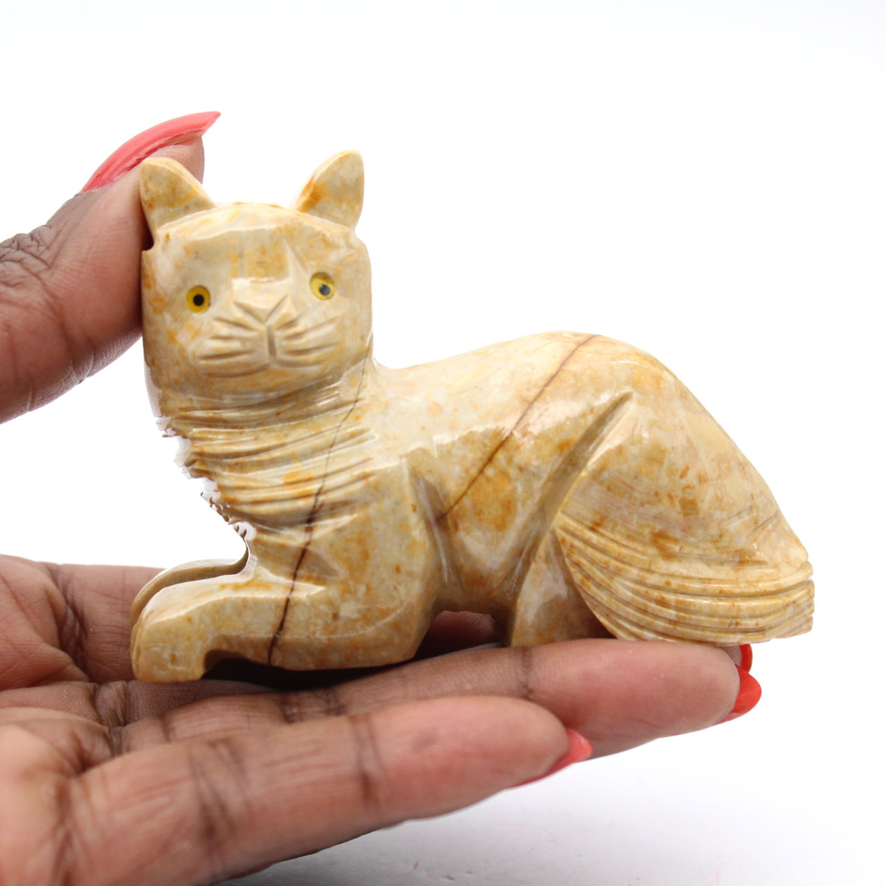 Chat sculpté en stéatite de Bolivie