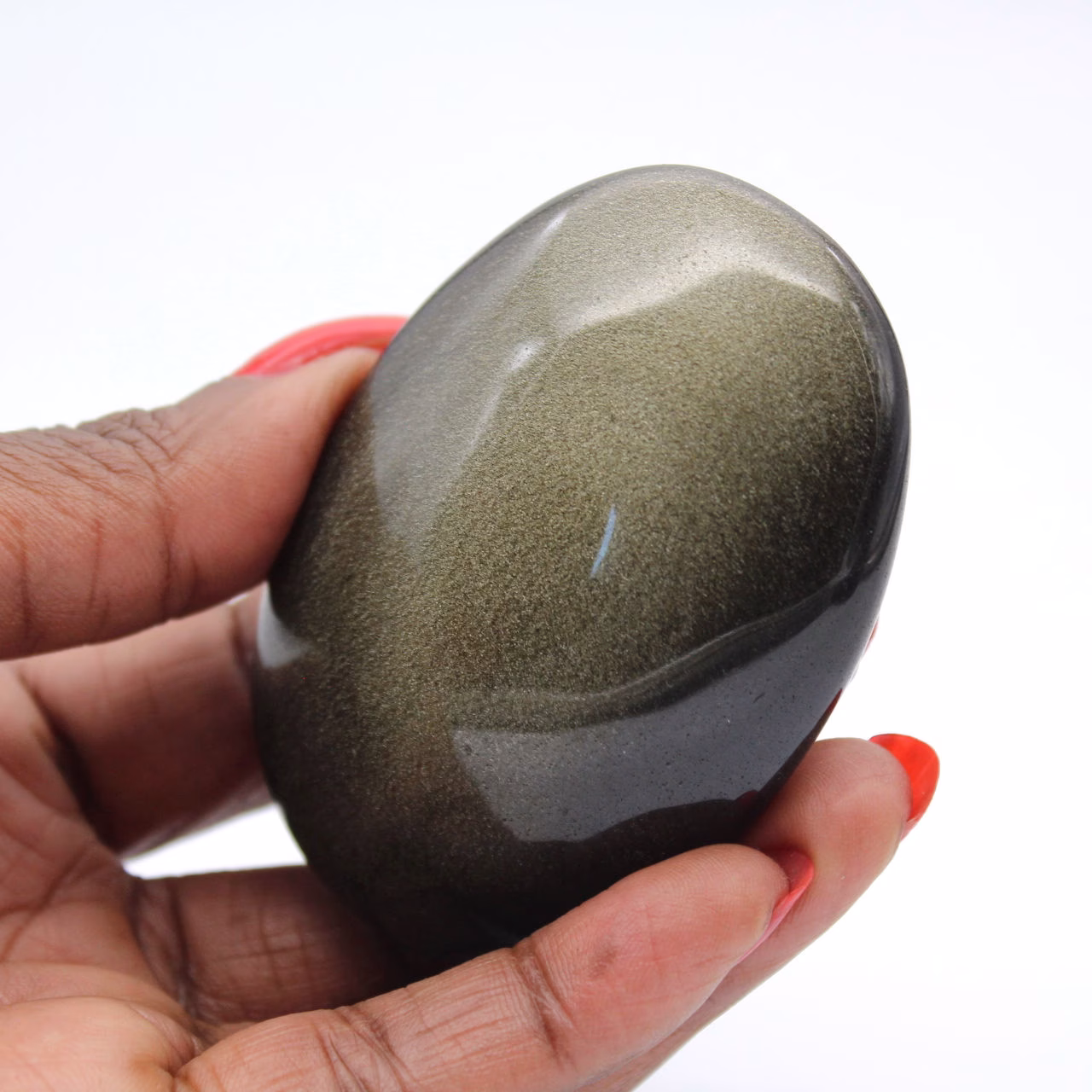 Galet en obsidienne dorée du Mexique, pierre naturelle polie