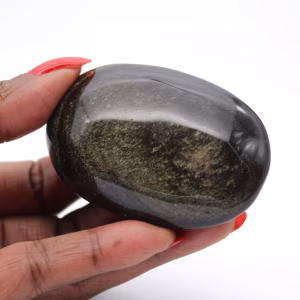 Galet poli d’obsidienne dorée mexicaine, spécimen de 70 g
