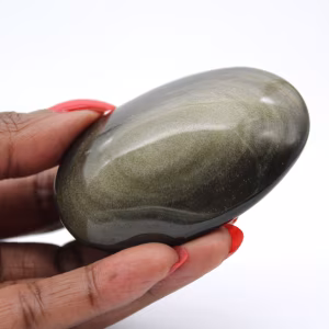 Pierre roulée en obsidienne dorée du Mexique, galet de collection