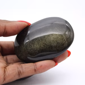 Galet mexicain en obsidienne dorée, pierre polie de 75 g