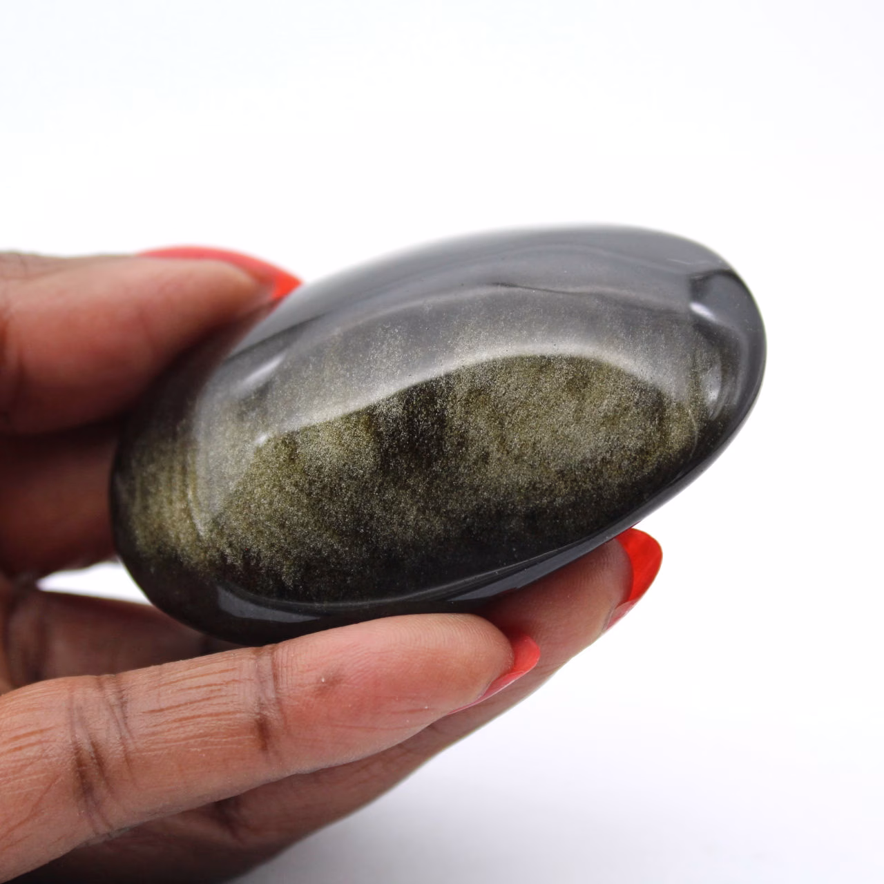 Galet poli mexicain en obsidienne dorée, pièce de 75 g