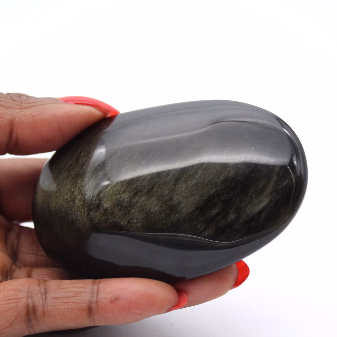 Grand galet d’obsidienne dorée du Mexique, pierre de 115 g