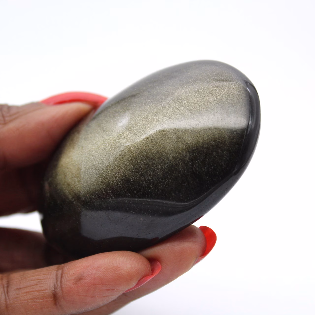 Galet d’obsidienne dorée mexicaine, spécimen poli de 85 g