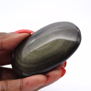 Galet d’obsidienne dorée du Mexique pour vitrine géologique