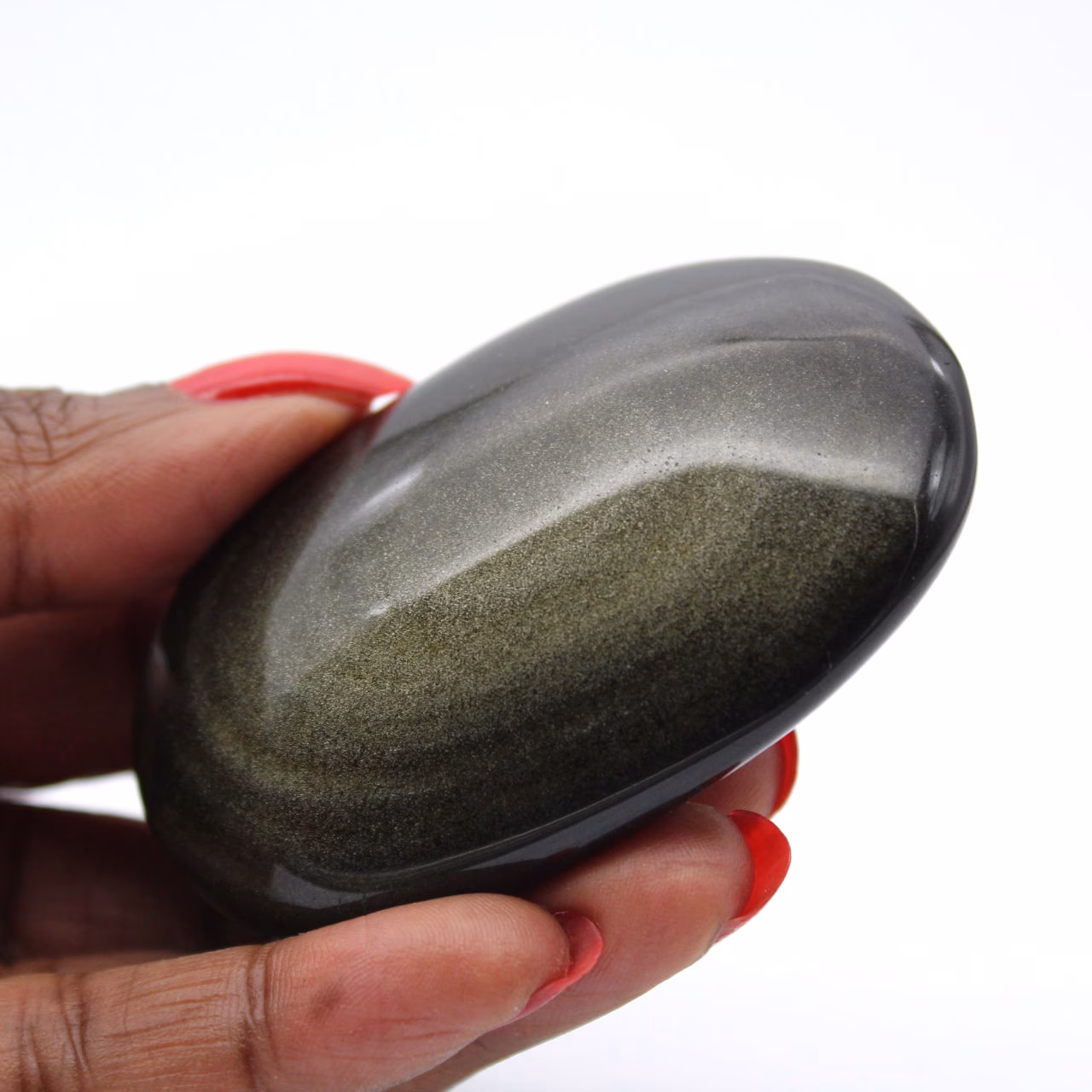 Galet d’obsidienne dorée du Mexique pour vitrine géologique