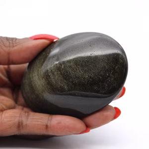 Galet en obsidienne dorée du Mexique, pièce polie de 100 g