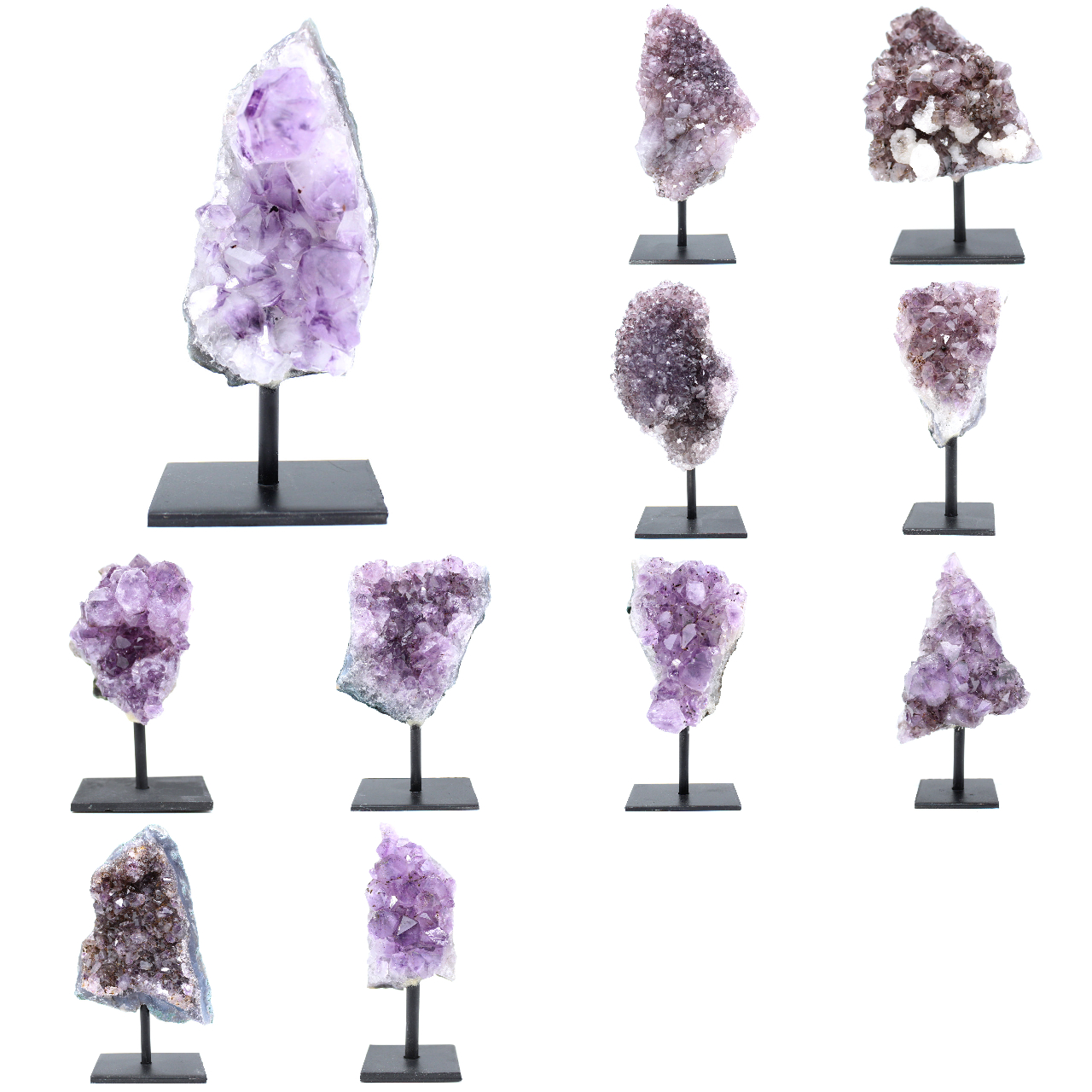 Druses de cristaux d’améthyste sur socle